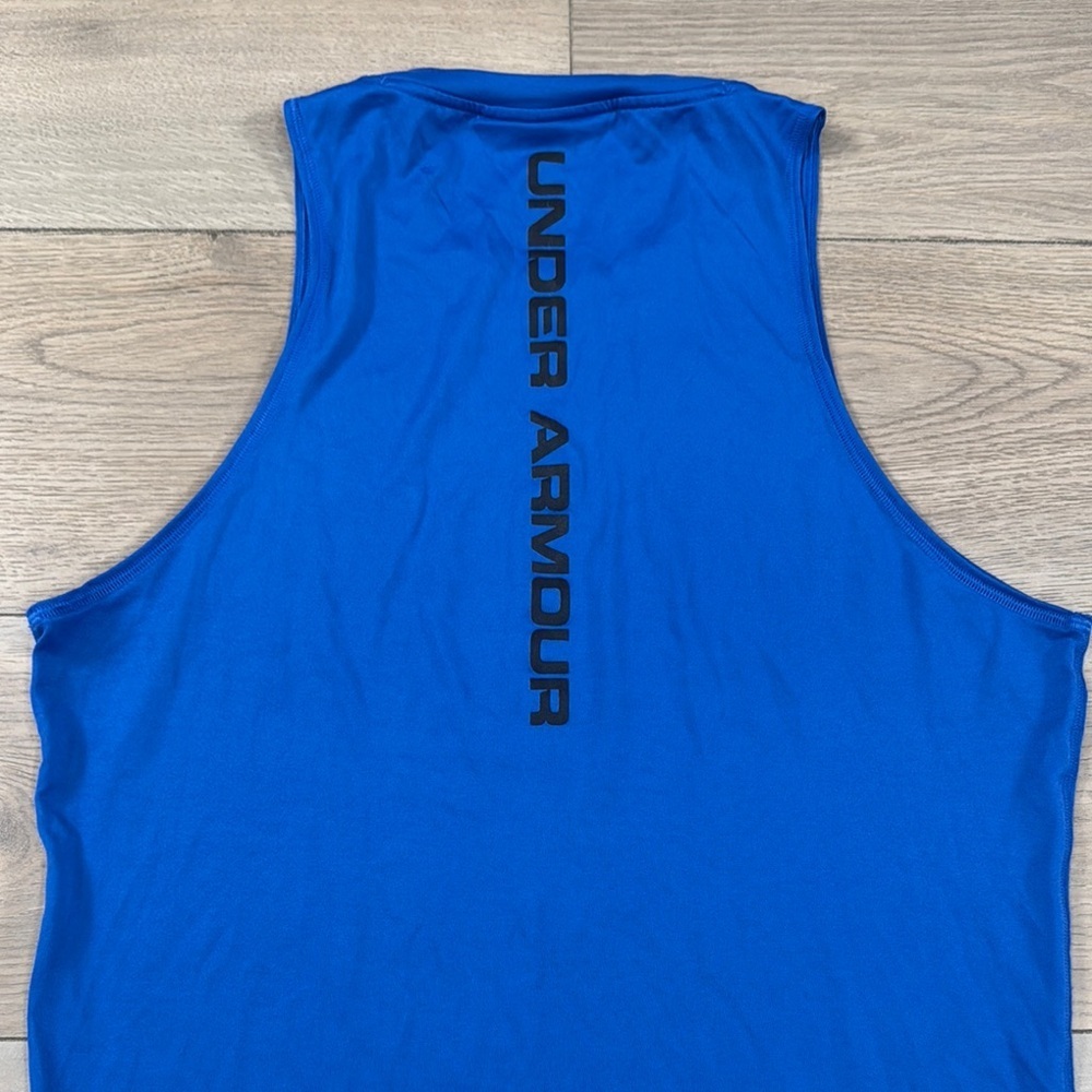 Under Armour Men's Blue and Black Tank Top with Basketball Logo - Picture 6 of 8